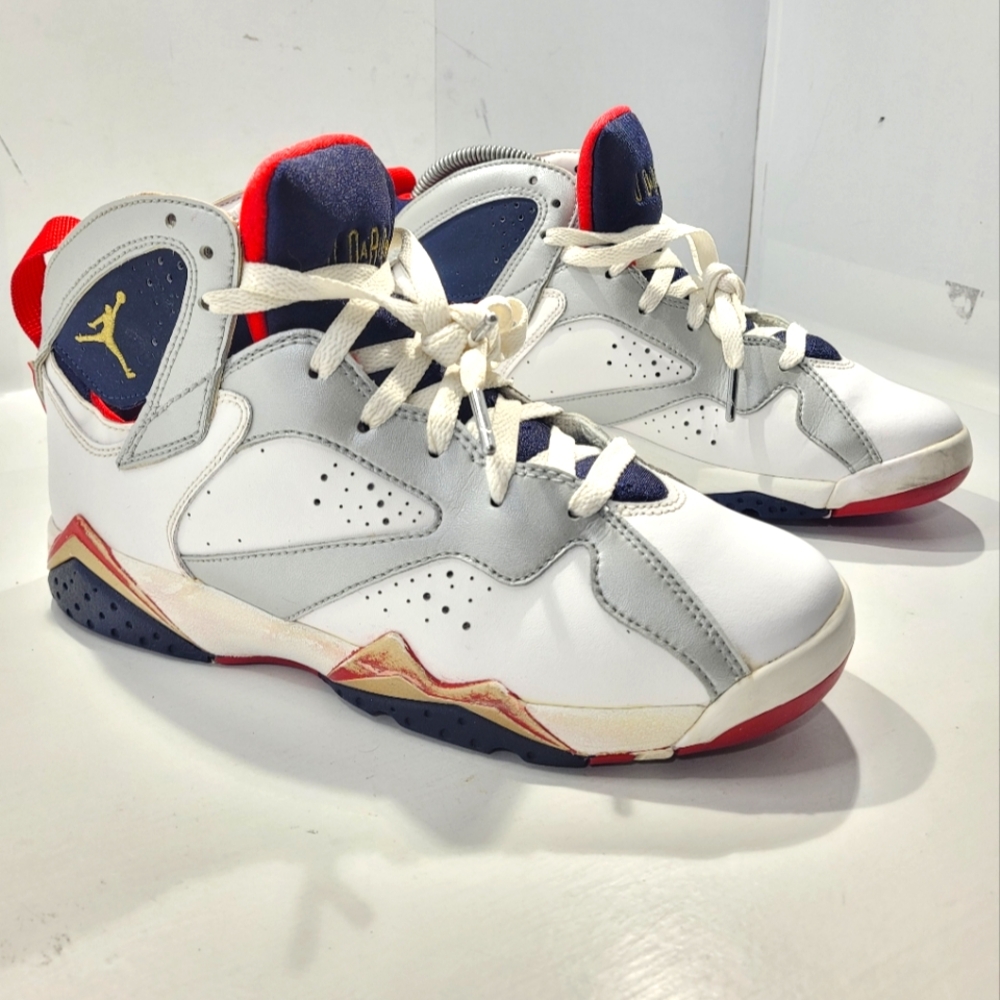 NIKE AIR JORDAN 7 RETRO OLYMPIC 2012 HIGH YOUTH SHOES SIZE 7Y/W 8.5 [304774-135]